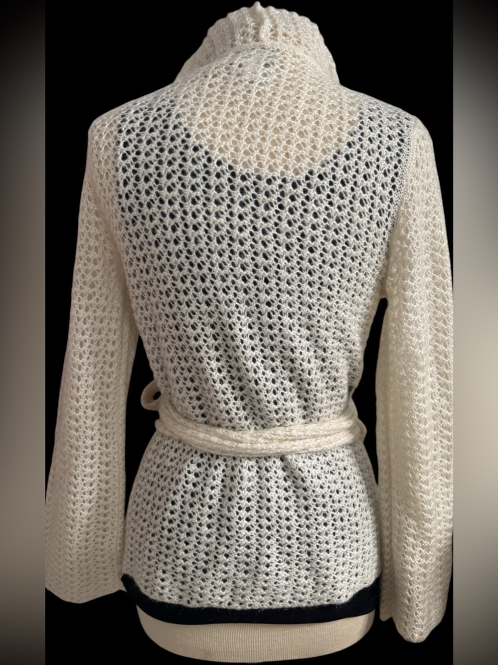 Banana Republic Ivory Crocheted Mohair Cardigan Small - Picture 2 of 5